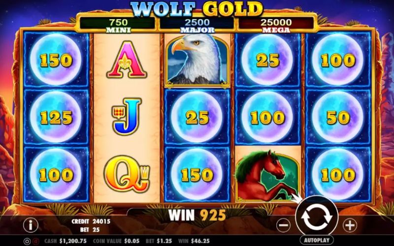 Wolf Gold kích hoạt bonus sói
